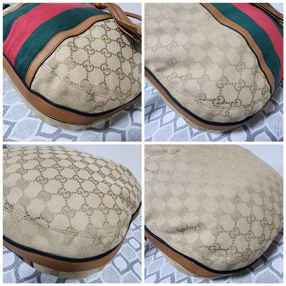 Gucci GG Canvas Web Rania Bucket Bag Brown/Beige - Picture 14 of 15